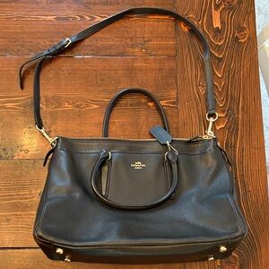 Coach Outlet Black Leather Satchel Bag